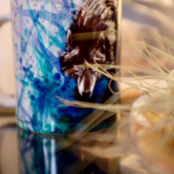 wolf mug at the shop