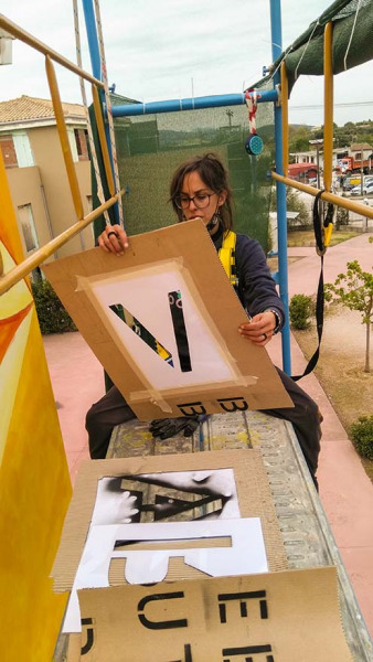 stenciling the letters