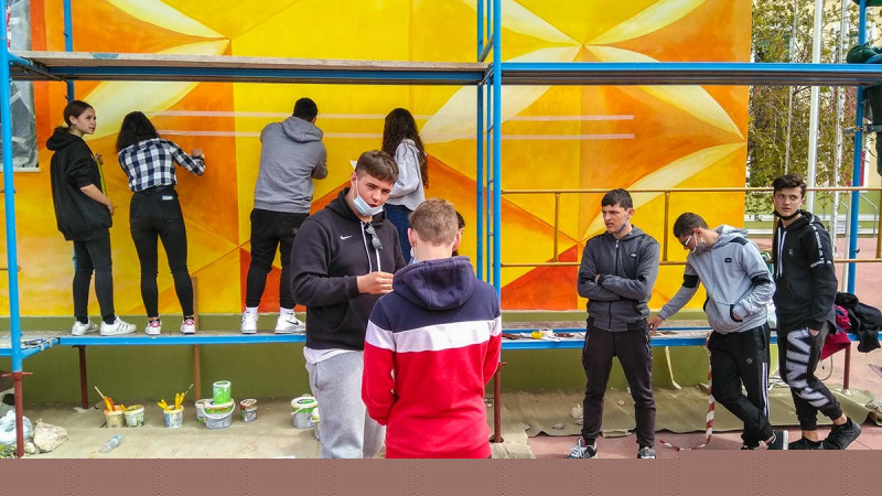 students at work