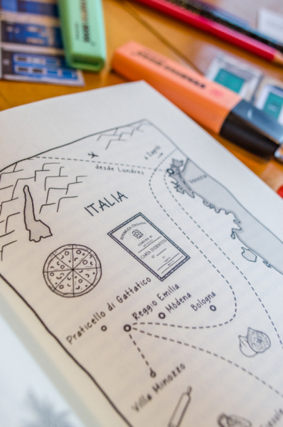 Map of Italy with our journey around the carta di identita