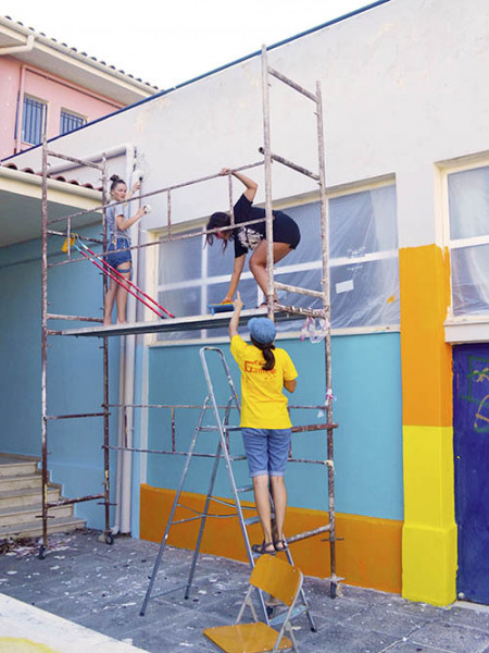 At the scaffolding